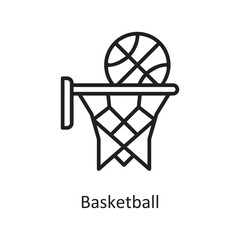 Basketball Vector Outline icon Design illustration. Gaming Symbol on White background EPS 10 File