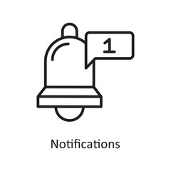 Notifications Vector Outline icon Design illustration. Gaming Symbol on White background EPS 10 File