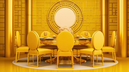 Elegant Art Deco Dining Space in Dazzling Yellow