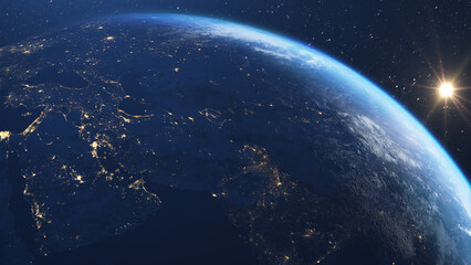 Fototapeta na wymiar Beautiful planet earth seen from space