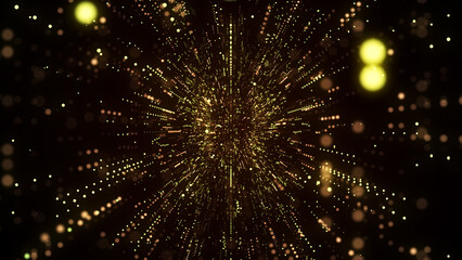 Obraz premium Abstract sci-fi tunnel. Digital database cyberspace. Decoding algorithms hacked software in funnel. Wormhole with cyber security from particles. 3D portal. 3d rendering.