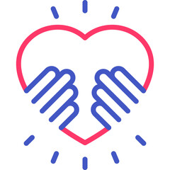 Give love thin line icon. Hands holding heart. Symbol of child adoption, support and charity. Logo for donation community. Modern vector illustration.