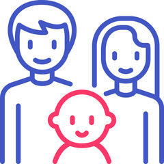 Custody thin line icon, happy family with baby. Modern vector illustration of child adoption.