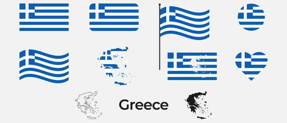 Flag of Greece. Silhouette of Greece. National symbol.