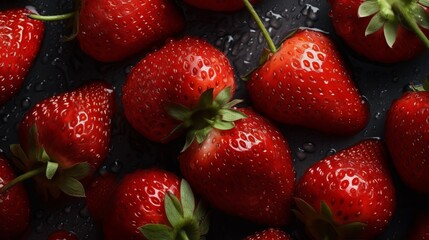 Close up photo of strawberries, fresh and natural fruits. Generative ai