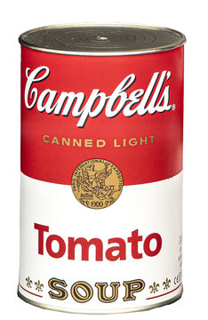 Iconic can of Campbell's Tomato Soup.Milan - Italy,April 17,2023
