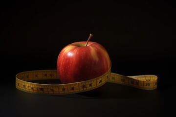 apple and tape measure on apple background from generative ai
