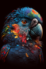 fantasy abstract portrait parrot with a colorful, generative ai