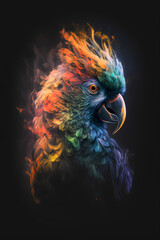 fantasy abstract portrait parrot with a colorful, generative ai