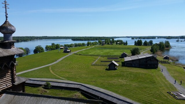 Kizhi Island. View from the bell-tower of  Kizhi Pogost. Republic of Karelia, Russia.