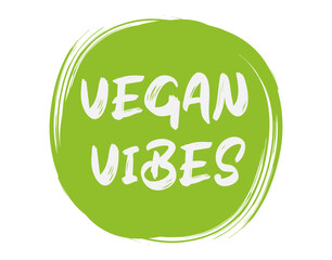 Eco label. Vector Round green vegan vibes logo