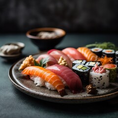 Mouthwatering Sushi Assortment Captured in Vivid Detail