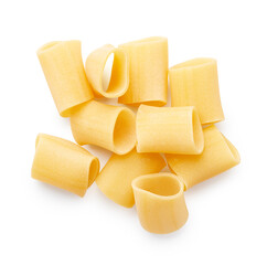 Pasta paccheri isolated on white background