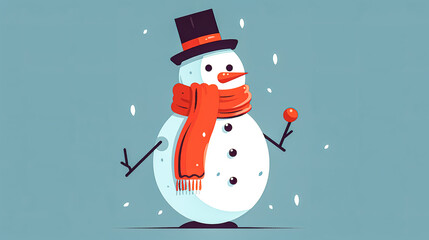 Winter Christmas illustration with snowman, generative AI.