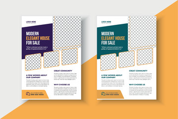 Real Estate clean and modern flyer design template, Real estate business advertising flyer poster design template, Multipurpose business property flyer brochure Template, Modern Home Sale vector flyer