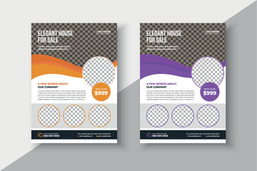 Real Estate clean and modern flyer design template, Real estate business advertising flyer poster design template, Multipurpose business property flyer brochure Template, Modern Home Sale vector flyer