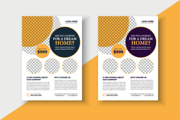 Real Estate clean and modern flyer design template, Real estate business advertising flyer poster design template, Multipurpose business property flyer brochure Template, Modern Home Sale vector flyer