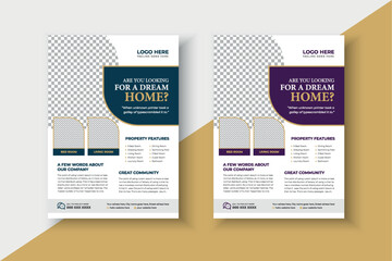 Real Estate clean and modern flyer design template, Real estate business advertising flyer poster design template, Multipurpose business property flyer brochure Template, Modern Home Sale vector flyer