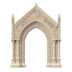 Fototapeta na wymiar Stone vintage arch door Elements of the architecture of buildings in the Gothic style on isolated transparent background png. Generative ai