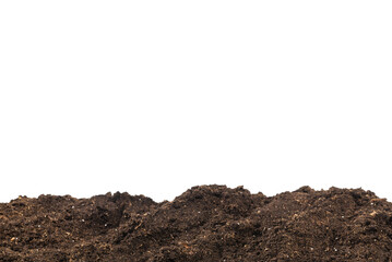 Soil for plant isolated on white background.