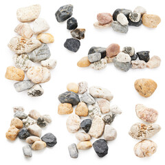 Gray stones isolated on white background