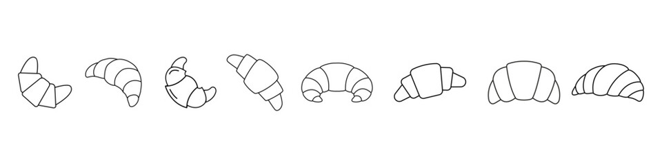 Croissant icon vector set. Cake illustration sign collection. dessert symbol. Sweet logo.