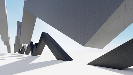 Futuristic panorama city background geometric pattern of design 3d render