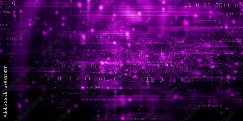 Poster 2d illustration abstract digital binary data on computer screen