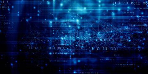 2d illustration abstract digital binary data on computer screen