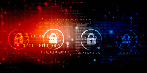 2d illustration Safety concept: Closed Padlock on digital background
