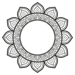 Floral pattern in a circle. Mandala.                                              Antistress coloring book for children and adults. 
