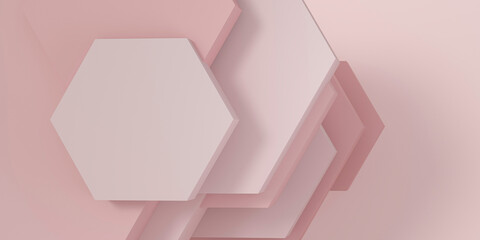 Hexagon box for beauty product display against pink background