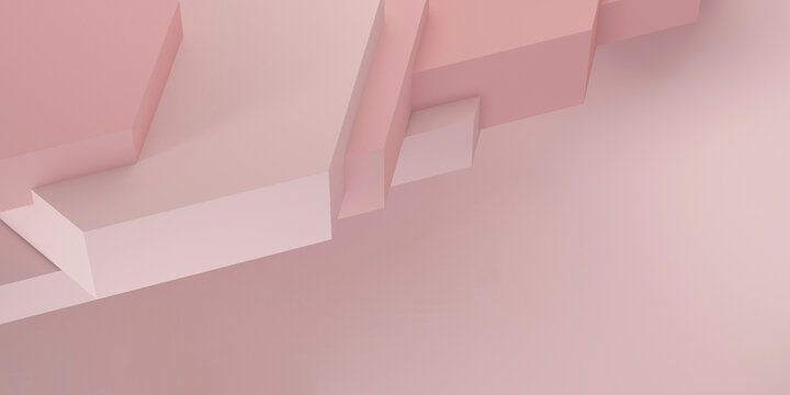Three dimensional geometry shaped podium against pink background