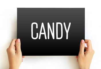 Candy text on card, concept background