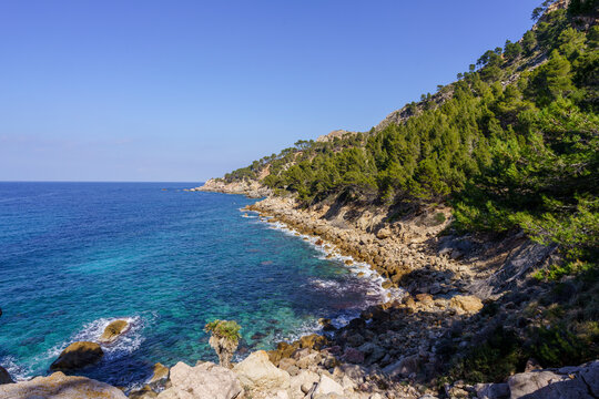 Raco de ses Ortigues cove, Estellencs coast, Majorca, Balearic Islands, Spain