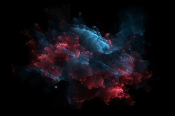 Obraz na płótnie Canvas a red and blue space nebula on a black sky generative ai