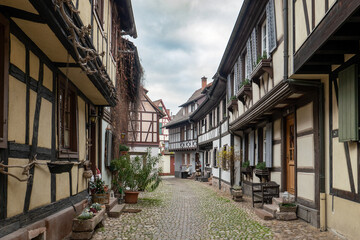 Fototapeta na wymiar Gengenbach, Baden-Württemberg, Germany - December 8, 2022: traditional facades in the old village