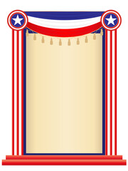 American flag symbols holiday frame border with empty space for your text.