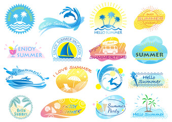 Colorful Vector Summer Symbol Icon Set Isolated On A White Background.