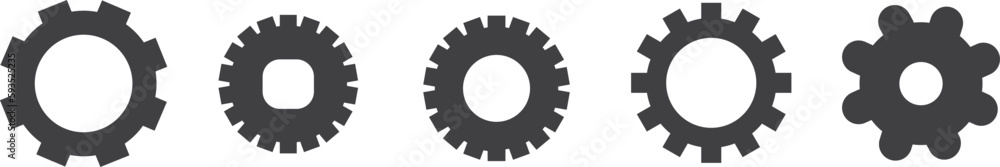 Poster vector set of the gear setting icon templates isolated on the empty white background