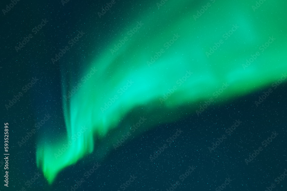 Sticker night starry sky and northern lights. bright green aurora borealis