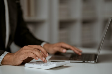 Business analyst checking in financial statement for audit internal control system. Accounting and Financial Concept.