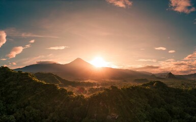 Glowing sun spreading its sunbeams around the scenic natural environment in Colima, Mexico