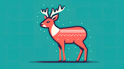 Illustration with Christmas deer, winter concept, generative AI.