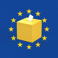 Ballot box with the flag of Europe, concept image for elections in European Union