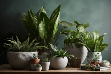 Collection of various home plants. Home gardening.