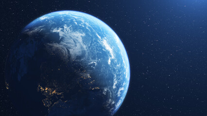 Fototapeta na wymiar Beautiful planet earth seen from outer space