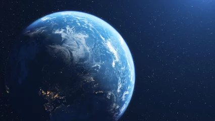 Crédence de cuisine en verre imprimé Pleine Lune arbre Beautiful planet earth seen from outer space