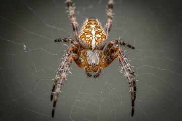 Macro shot of an Angulate orb weavers Spider with blur background