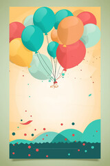 Naklejka premium Colorful simple decoration illustration for party, birthday, baby shower, bridal shower, graduation, business event, grand opening, anniversary, holiday invitation draft and greetings card template.